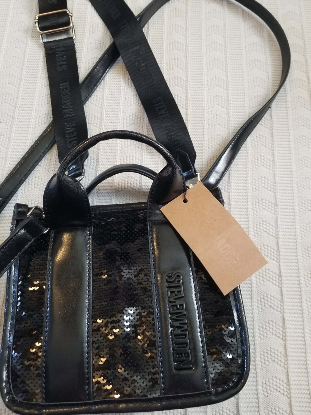 Steve Madden Black Sequin Mini Crossbody Bag